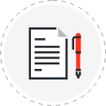 Vector illustration of a document with a red pen enclosed