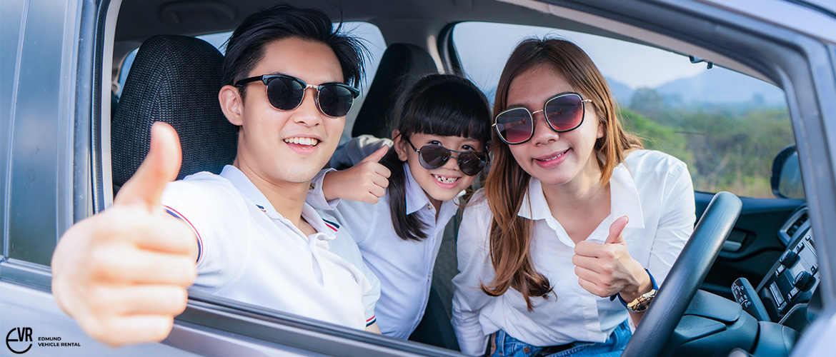 Family using the best rental car company in Singapore